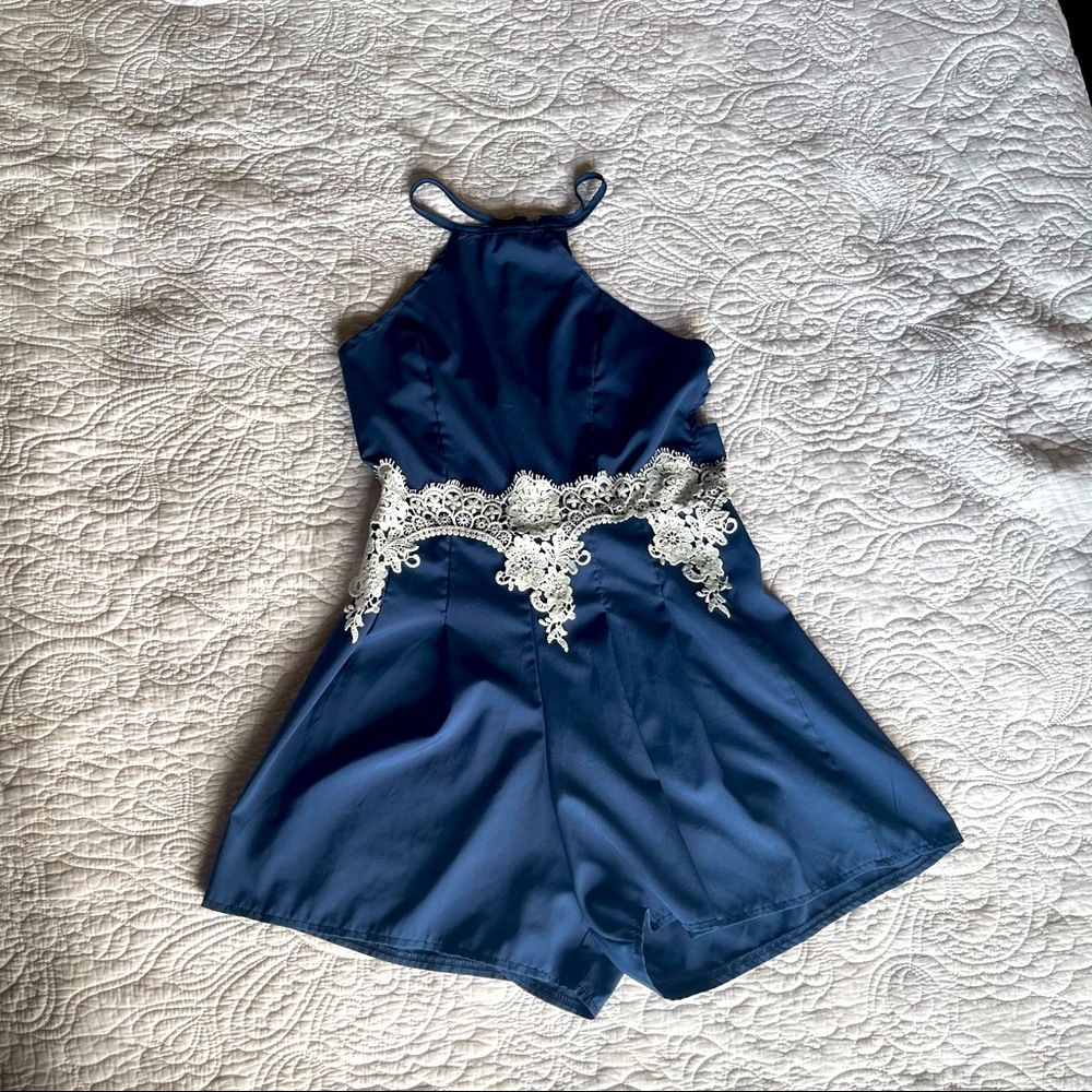 Navy blue romper shorts size medium